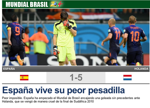 Sport.es coincide con que el partido de Espa&ntilde;a fue una pesadilla. 