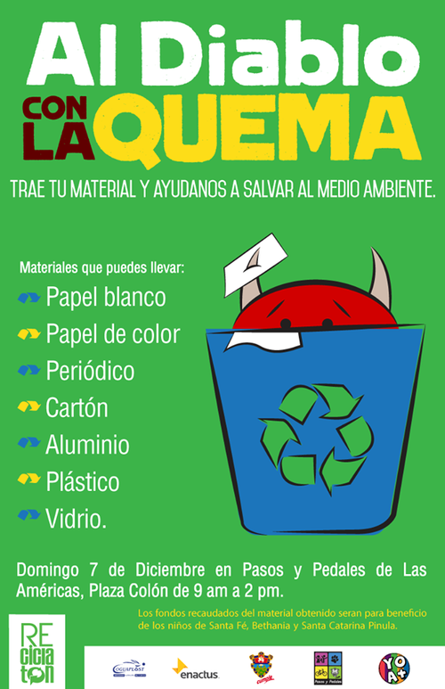 Las personas que deseen apoyar la actividad de REciclat&oacute;n pueden llevar sus heshechos reciclables en Pasos y Pedales de las Am&eacute;ricas, Plaza Col&oacute;n. (Foto: REciclat&oacute;n/FB)