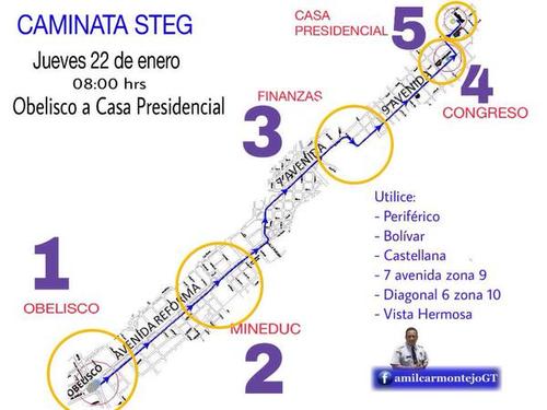 La manifestaci&oacute;n iniciar&aacute; en El Obelisco y culminar&aacute; en el Centro Hist&oacute;rico, en la zona 1. (Foto Tomada de Twitter/Soy502)