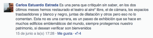 Comentario publicado por el ex director del Teatro Nacional defendiendo la actividad de moto enduro realizada el domingo. 