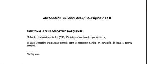 Resoluci&oacute;pn OD LIga Nacional Marquense
