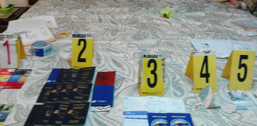 Documentos localizados en los allanamientos. 