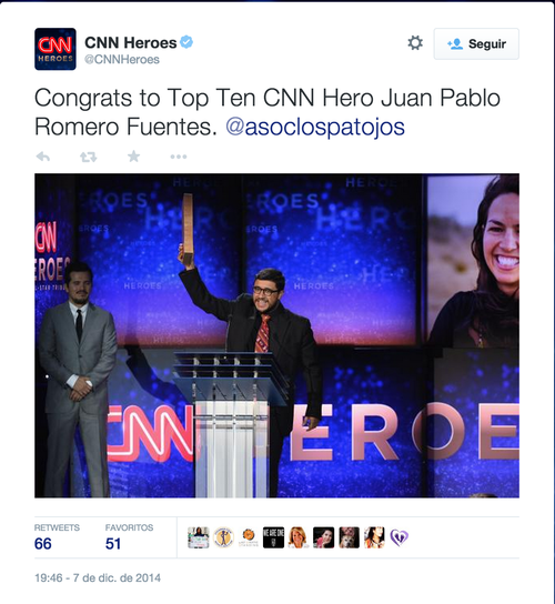 Juan Pablo Romero fue ovacionado en la ceremonia "Héroes" de CNN