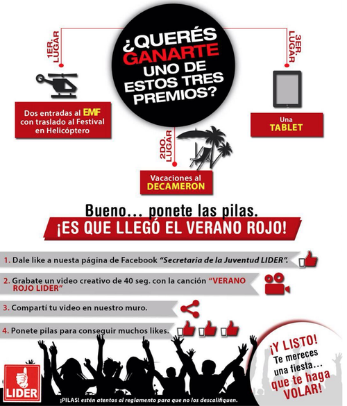 Esta es la promoción de la Secretaría de la Juventud de Lider, obsequiando entradas al concierto EMF. (Foto: Facebook)