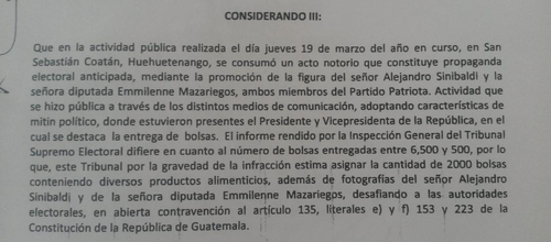 Esto es parte del acuerdo por medio del cual se sancionó al partido Patriota con una multa de 250 mil dólares. (Foto: Soy502)