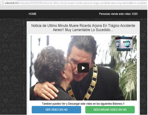 Este es el supuesto video que se abre al darle clic a la publicaci&oacute;n.  (Imagen: welivesecurity.com)
