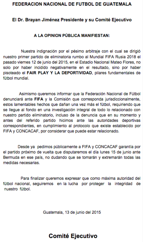 Comunicado Fedefut arbitraje