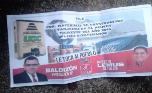 Este es el volante que habría sido entregado en Mazatenango, Suchitepéquez, por simpatizantes del partido Lider. (Foto: archivo/Soy502)