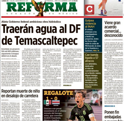 El diario Reforma tambi&eacute;n cuestion&oacute; y dijo en su portada que fue un "Regalote".  (Foto: Soy502) 