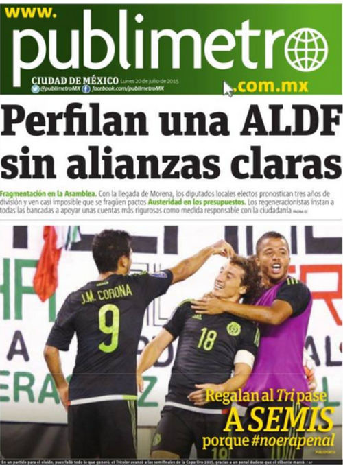 Regalan el pase a Semis, afirma Publimetro en M&eacute;xico.  (Foto: Soy502) 