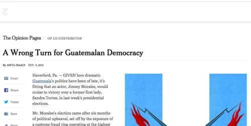 El diario estadounidense public&oacute; una columna dedicada al pa&iacute;s.  (Foto: Soy502) 