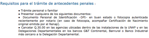 Requisitos para solicitar antecedentes penales. 