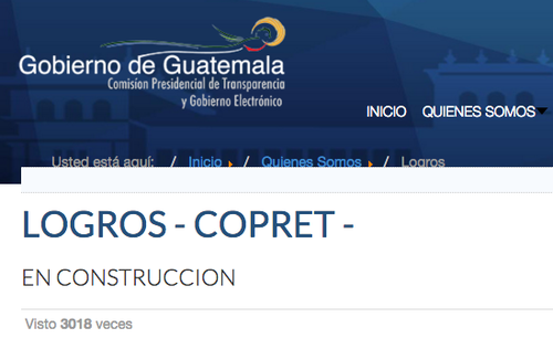 En la p&aacute;gina de Copret, a&uacute;n activa, en la secci&oacute;n de logros se observa este mensaje. 