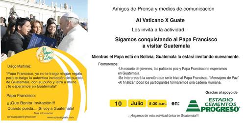 La actividad se grabar&aacute; y ser&aacute; enviada a la Embajada de Guatemala ante la Santa Sede