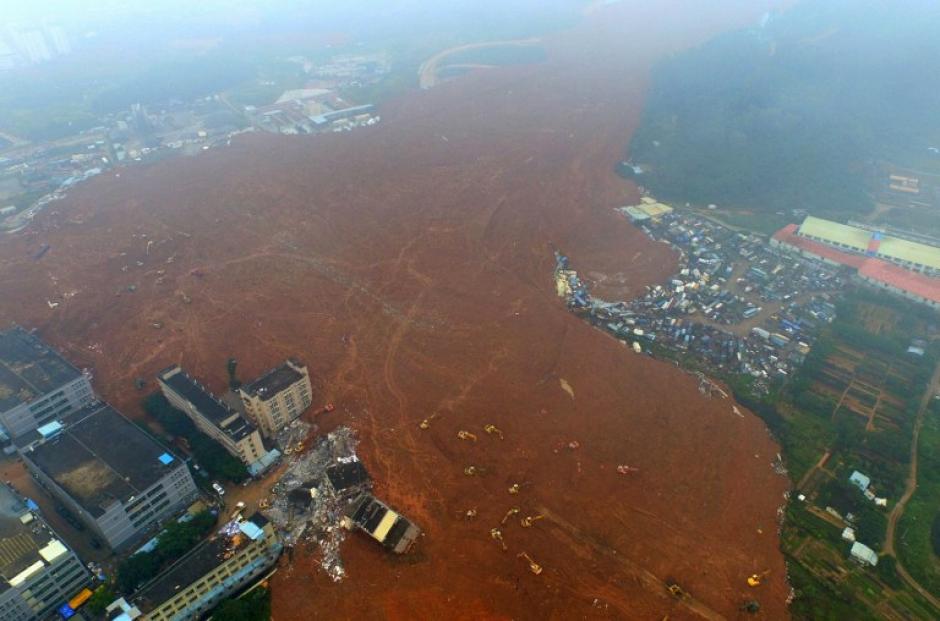 Vista a&eacute;rea del deslave en&nbsp;Guangdong, China. (Foto: AFP)