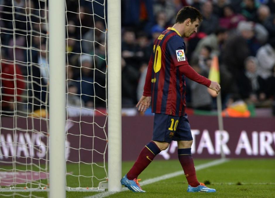 Lionel Messi al finalizar el partido contra el Valencia. Foto AFP
