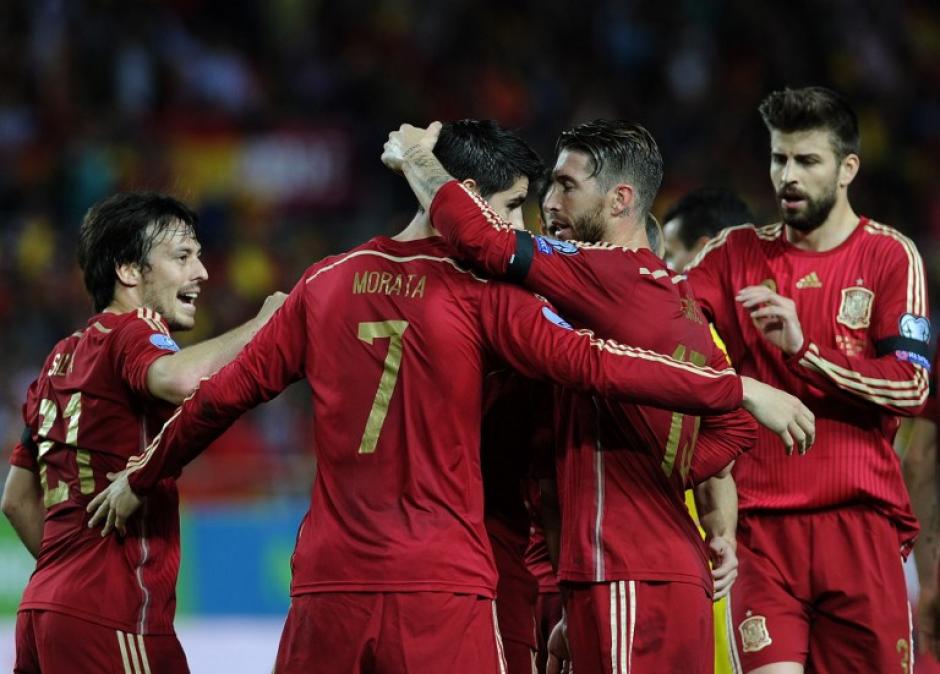 Morata se estren&oacute; como goleador con la selecci&oacute;n de Espa&ntilde;a y consigui&oacute; el &uacute;nico tanto del juego ante Ucrania. (Foto: AFP)