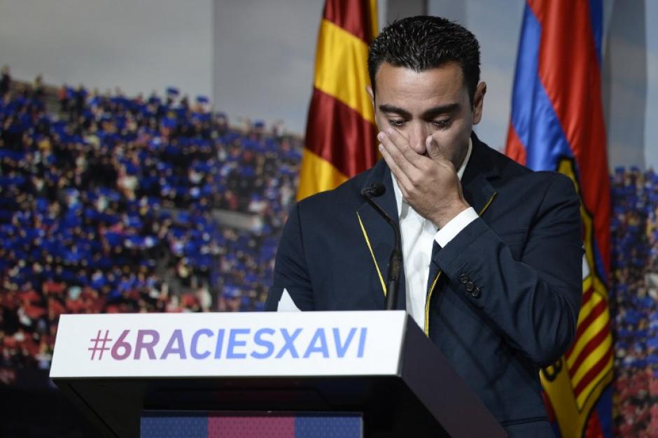 Xavi Hern&aacute;ndez se despidi&oacute; entre l&aacute;grimas del FC Barcelona en un evento organizado por el club en el que fueron invitados jugadores, directivos, familiares y amigos del futbolista. (Foto: AFP)