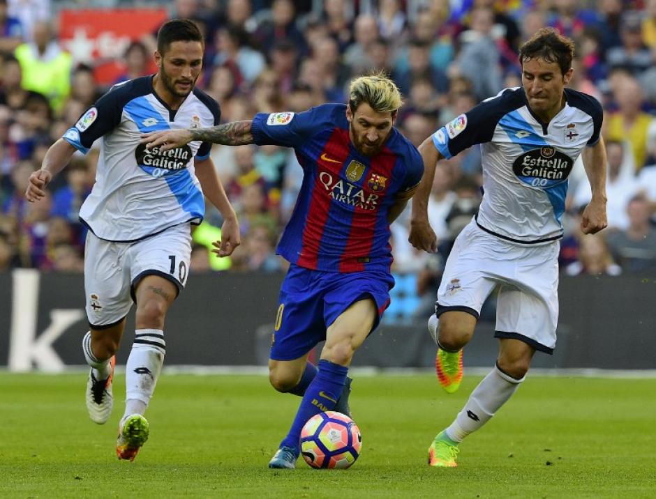 Messi, en el partido contra el Deportivo La Coru&ntilde;a. (Foto: AFP)