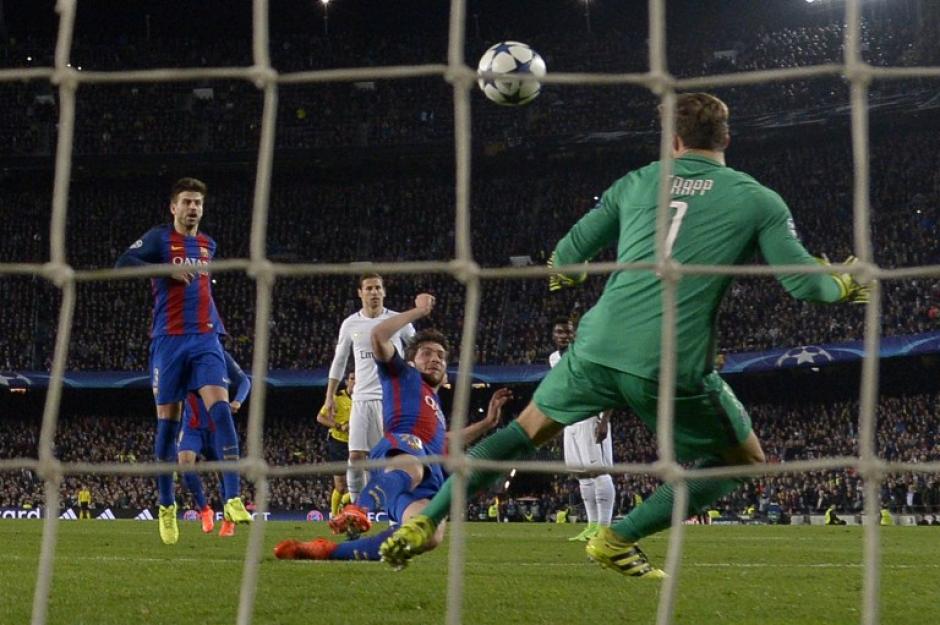 Sergi Roberto marc&oacute; el sexto gol del FC Barcelona e hizo posible la remontada sobre el PSG. (Foto: AFP)