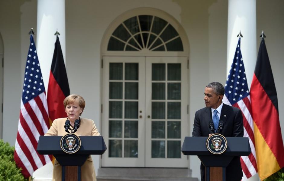 Merkel y Obama se reunieron este viernes en la Casa Blanca. (Foto: &nbsp;AFP)&nbsp;