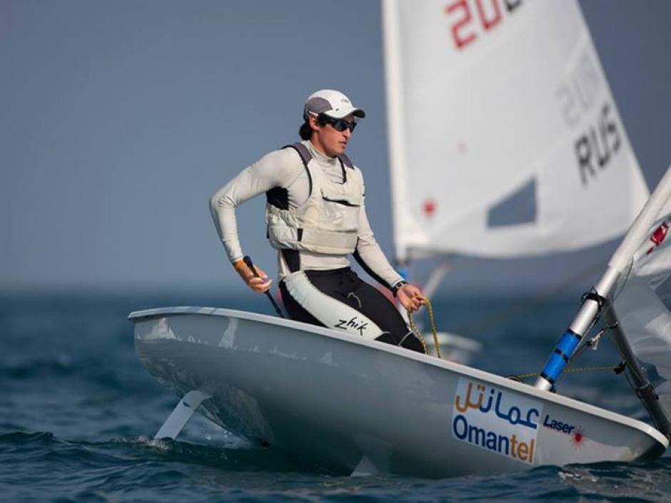 El velerista nacional, Juan Ignacio Maegli en plena regata en el Mundial de Navegaci&oacute;n a Vela en&nbsp; Om&aacute;n. (WCSOm&aacute;n2013)