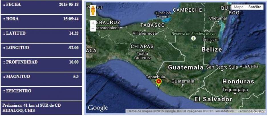 La Conred informa que este lunes a las 14 horas se registr&oacute; un sismo de 5.3 grados en escala Richter, que afect&oacute; al Suroccidente del pa&iacute;s. (Foto: Conred)