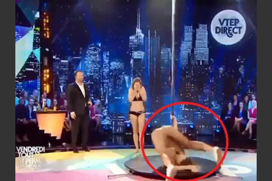 Laury Thillerman,&nbsp;quien fuera Miss Francia, se cay&oacute; del tubo en un programa de televisi&oacute;n. (Foto: Captura de YouTube)