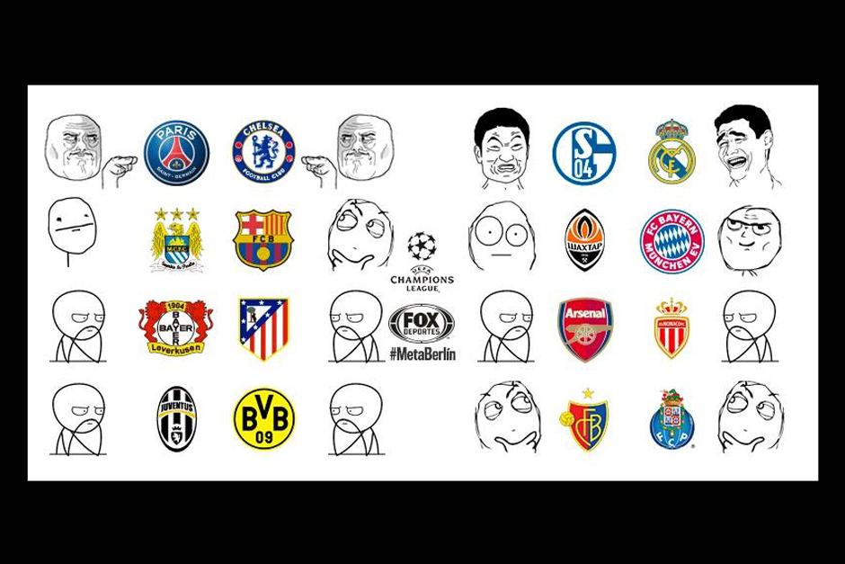 As&iacute; se ven en "memes" los emparejamientos de octavos de final de la Champions. (Foto: Twitter)