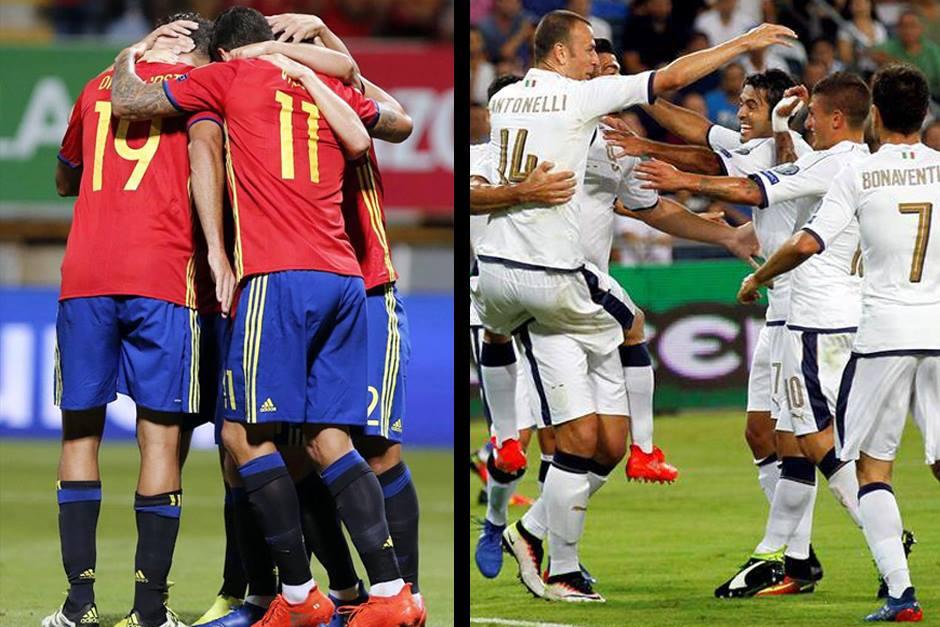 Espa&ntilde;a e Italia ganaron en su grupo rumbo al Mundial. (Fotos: AFP)