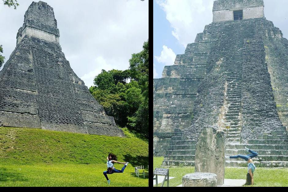 Ana Sof&iacute;a frente y detr&aacute;s del famoso Gran Jaguar. (Fotos: Instagram)