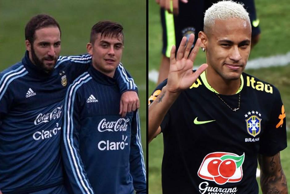 Higua&iacute;n con Dybala, m&aacute;s Neymar. (Fotos: AFP)