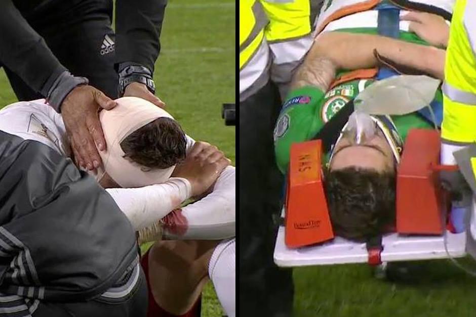 Escalofriante imagen, con ambos jugadores lesionados. (Foto: BPI)