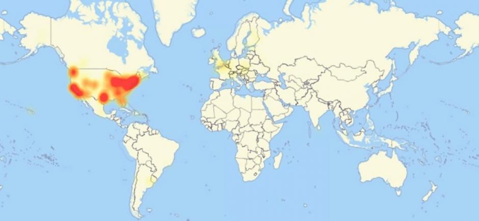 Mapa de las zonas afectadas. La empresa Dyn administra el rendimiento de grandes corporaciones como Twitter y PayPal. (Foto:&nbsp;OpenStreetMap.org )