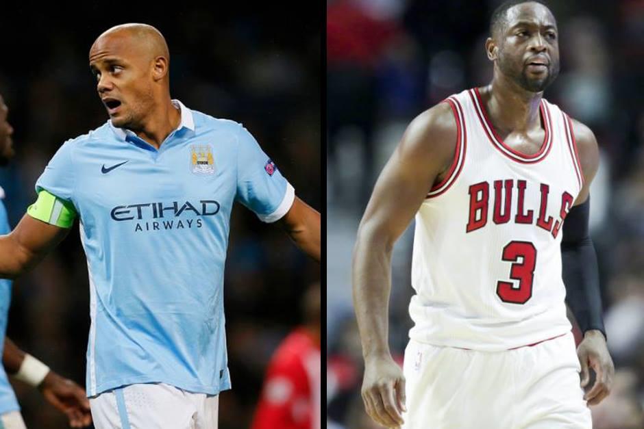 Vincent Kompany, capit&aacute;n del Manchester City y Dwayne Wade, de los Chicago Bulls. (Fotos: Fox Sports)