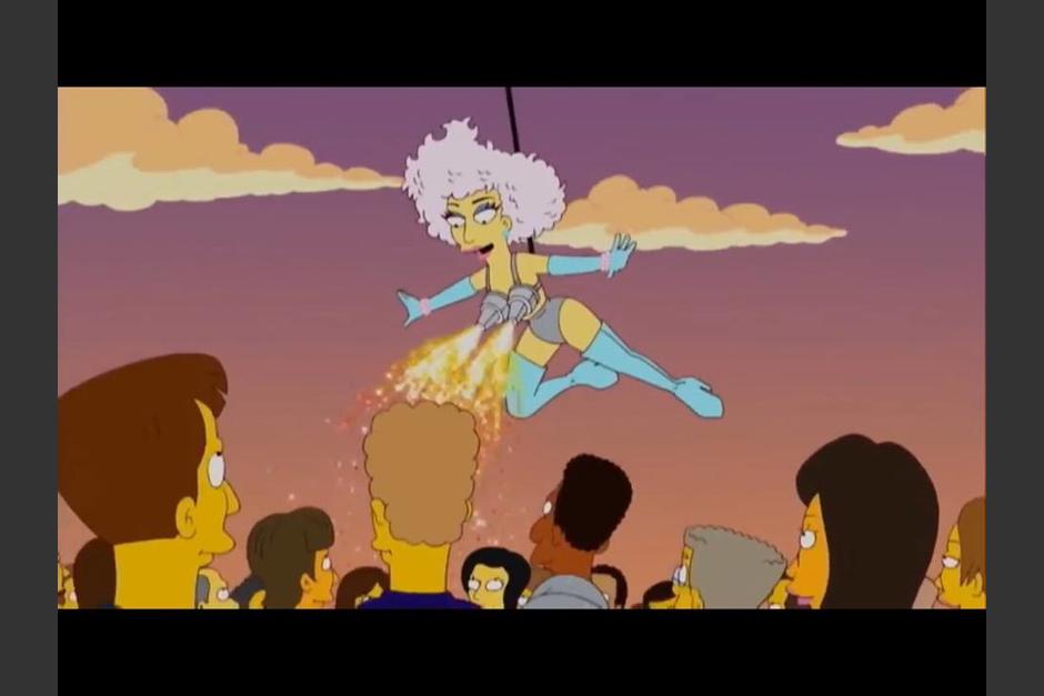 Lady Gaga bajando con un arn&eacute;s para el Super Bowl fue algo que ya hab&iacute;a pasado en un episodio de Los Simpson. (Imagen: Captura de pantalla)