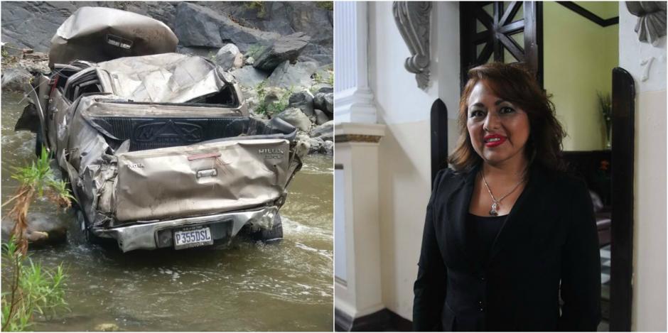 La diputada Lucrecia Samayoa sufrió un accidente de tránsito en la Libertad, Huehuetenago. (Foto: Soy502)&nbsp;