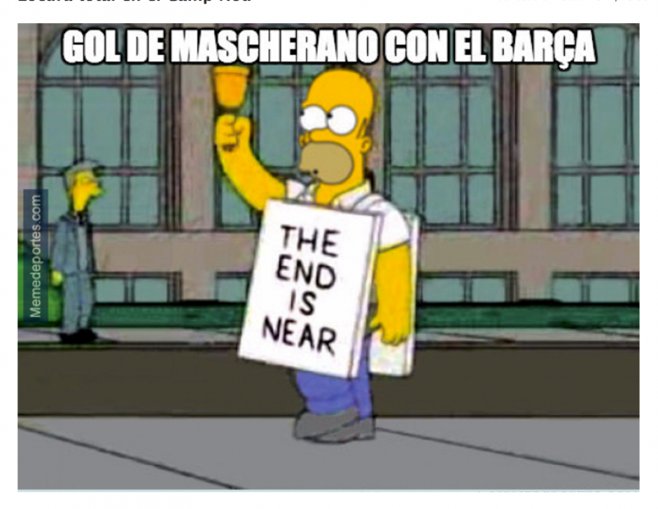 Homero anuncia al mundo el primer gol en liga de Mascherano. (Foto: Twitter)