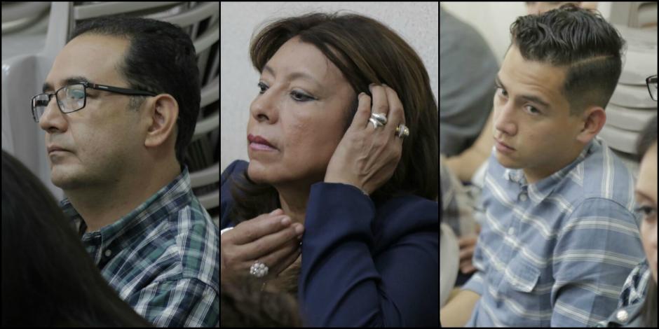 Sammy Morales, Anabella De Le&oacute;n y Jos&eacute; Manuel Morales en la audiencia. (Foto:&nbsp;Alejandro Bal&aacute;n/Soy502)&nbsp;