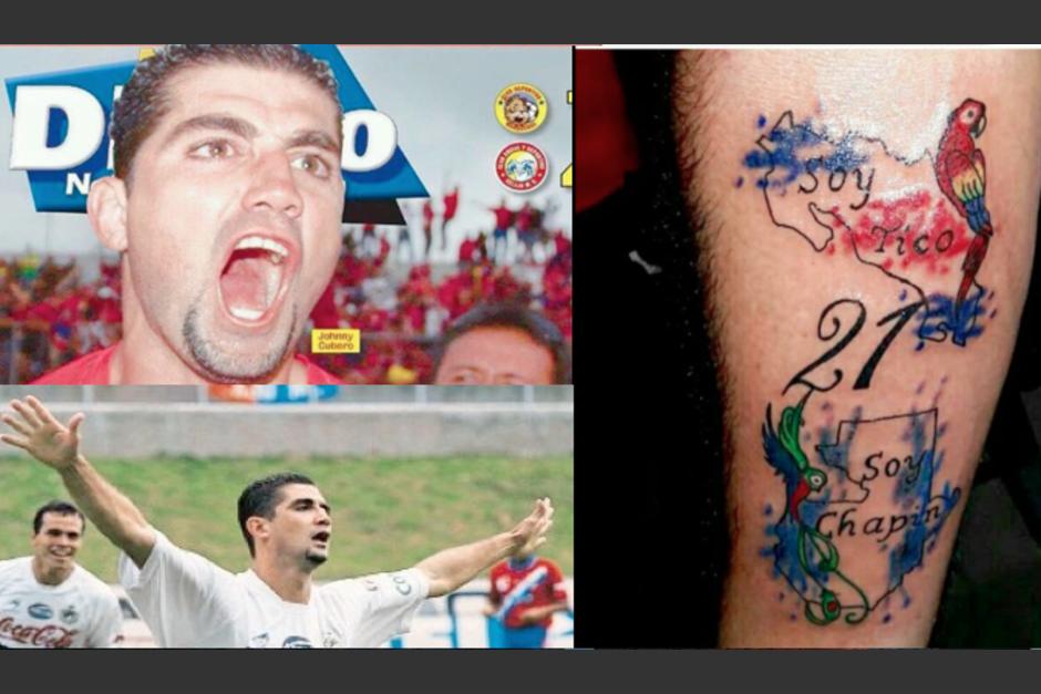 El exfutbolista tico, Jhonny Cubero Quezada, se tatu&oacute; el mapa de Guatemala. (Foto: Soy502)