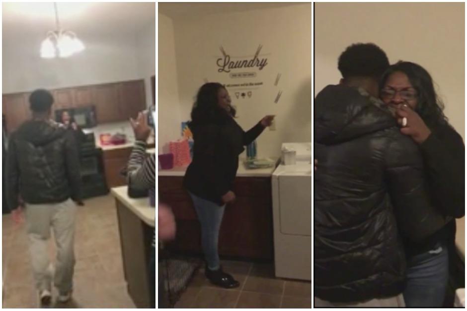 La madre del soldado se desbord&oacute; en emoci&oacute;n al ver el regreso de su hijo a casa. (Foto: Brittany Pettis)