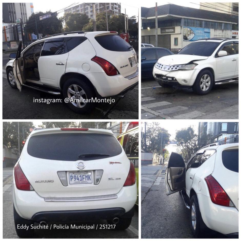 Una camioneta agr&iacute;cola fue abandonada en la sexta calle y sexta avenida de la zona 9 capitalina. (Foto: @AmilcarMontejo)