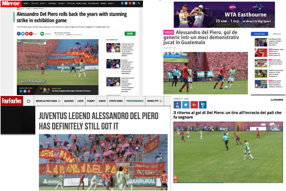El mundo deportivo volvi&oacute; a saber de Guatemala tras el golazo de Alessandro del Piero. (Foto: Soy502)