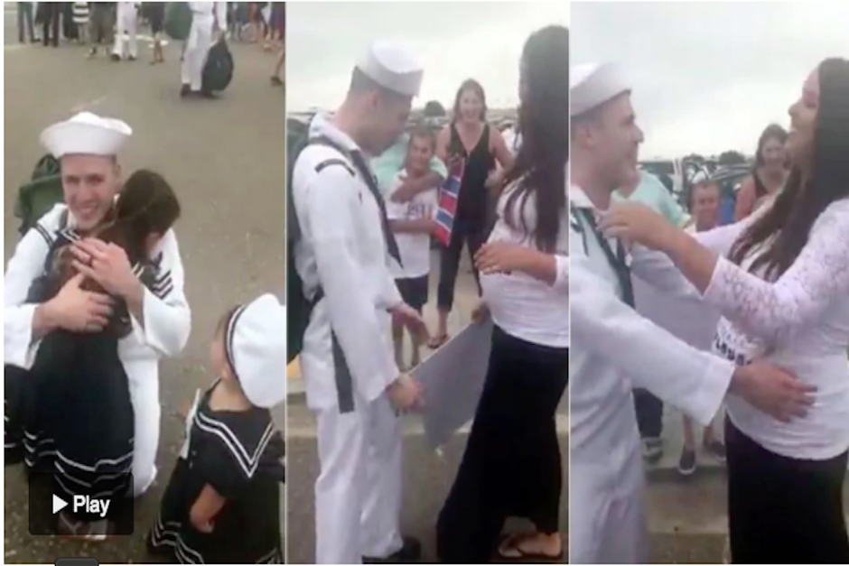 El hombre fue recibido en el puerto de San Diego, California y su recibiento fue grabado en video. (Imagen: captura de pantalla)