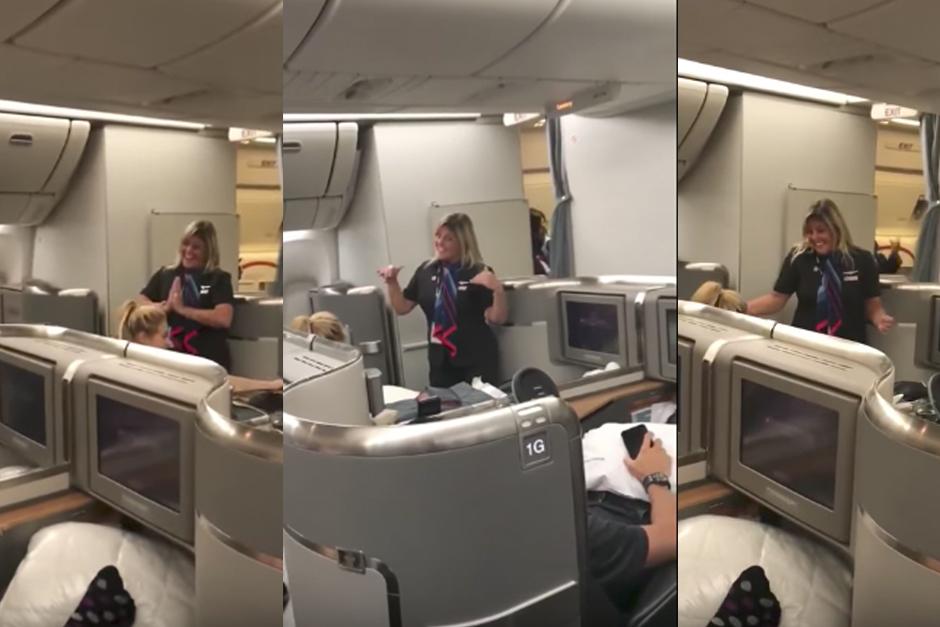 Una aeromoza decidi&oacute; bailar el "Waka Waka" para Shakira y Piqu&eacute; durante el vuelo hacia la boda de Messi. (Capturas de pantalla)