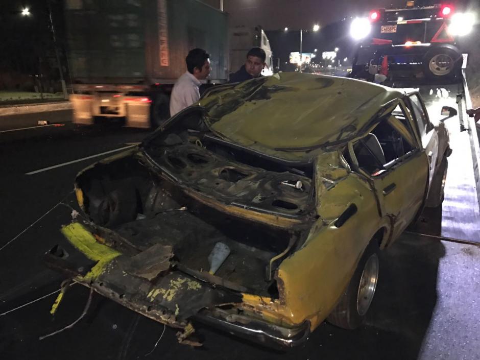 As&iacute; qued&oacute; el veh&iacute;culo tras el impacto sobre la ruta de Villa Nueva a la capital. (Foto: H&eacute;ctor Linares)