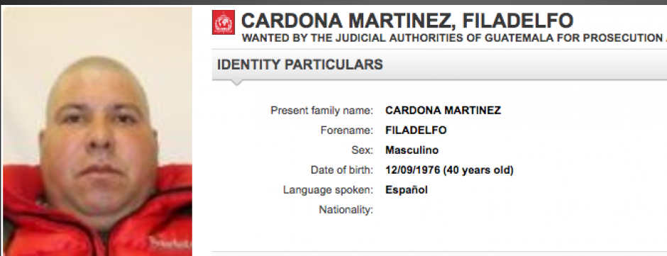 El guatemalteco tenía notificadión roja de la Interpol en 190 países. (Foto: Interpol)