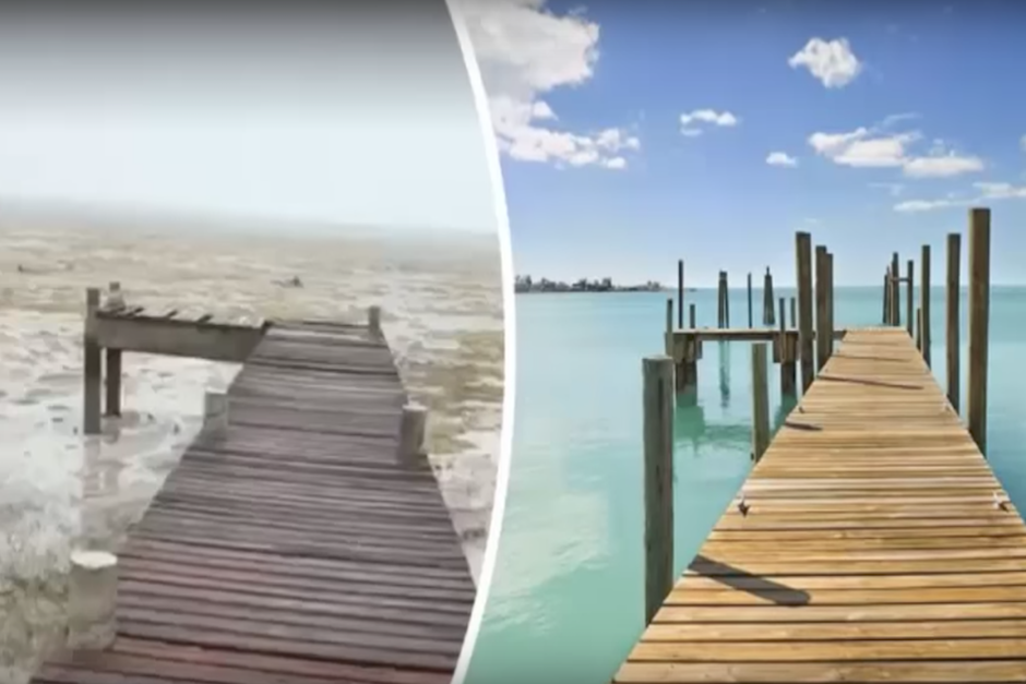 El s&aacute;bado 9 de septiembre, el agua de una playa de Las Bahamas desapareci&oacute; tras el paso del hurac&aacute;n Irma. (Imagen: captura de pantalla)