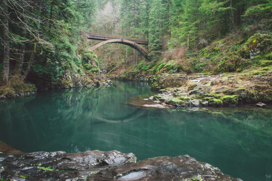 El puente se localiza en el r&iacute;o Lewis, en Moulton Falls, Yacolt, Washington y tiene una altura de 18 metros. (Foto: Marclane.com)