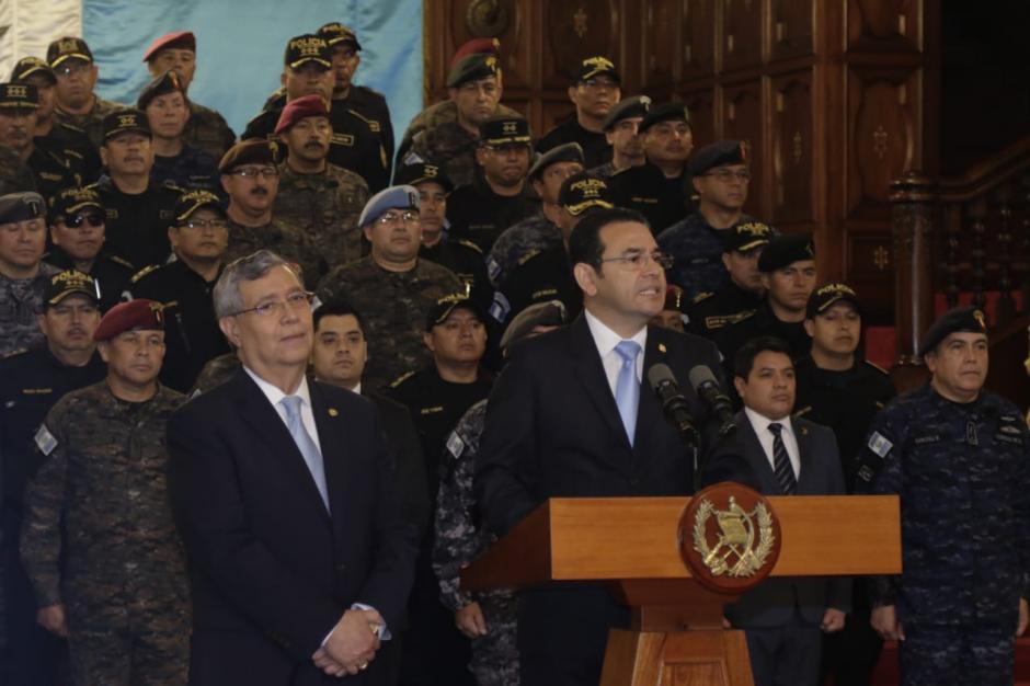 El presidente Jimmy Morales brindó una conferencia de prensa para anunciar el fin del mandato de la CICIG. (Foto: Alejandro Balán/Soy502)&nbsp;